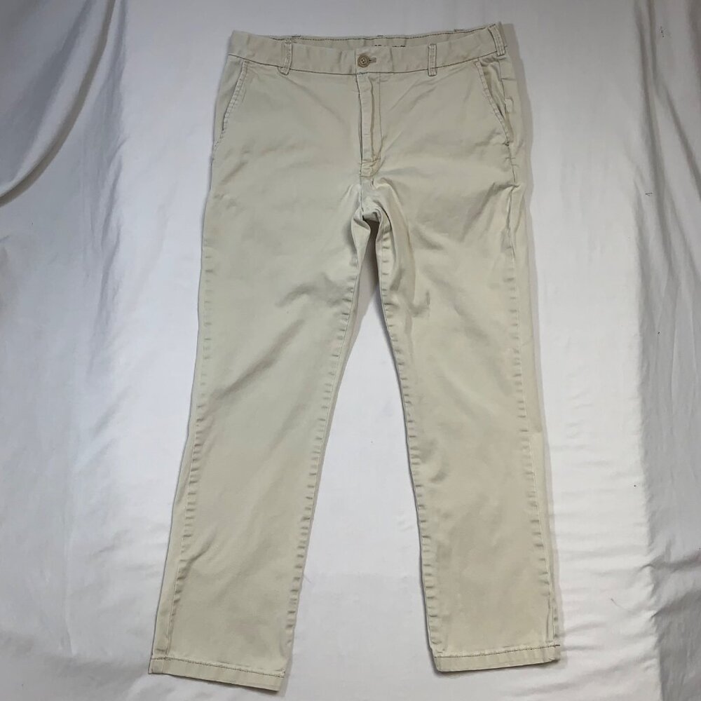 Izod Saltwater Stretch Chino Straight Leg Pants 32x30 Beige Cotton Mens Casual T